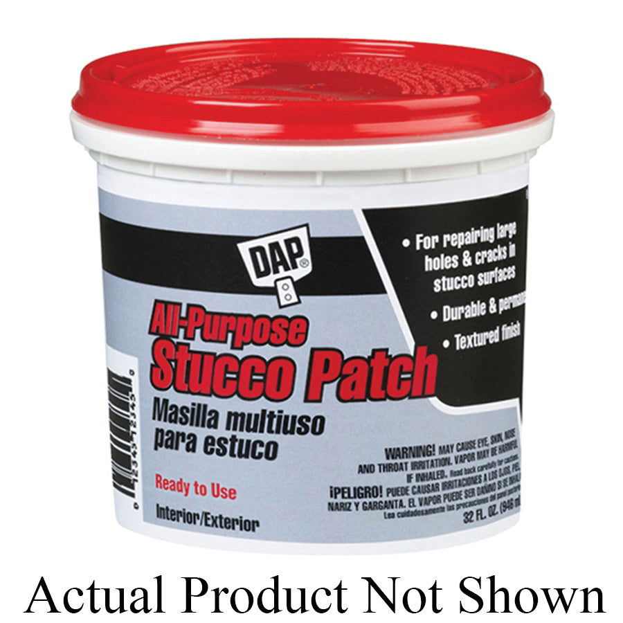 DAP® 7079810504 All-Purpose Stucco Patch, Paste, White, Mild, 3 days Curing, 1 qt, Tub