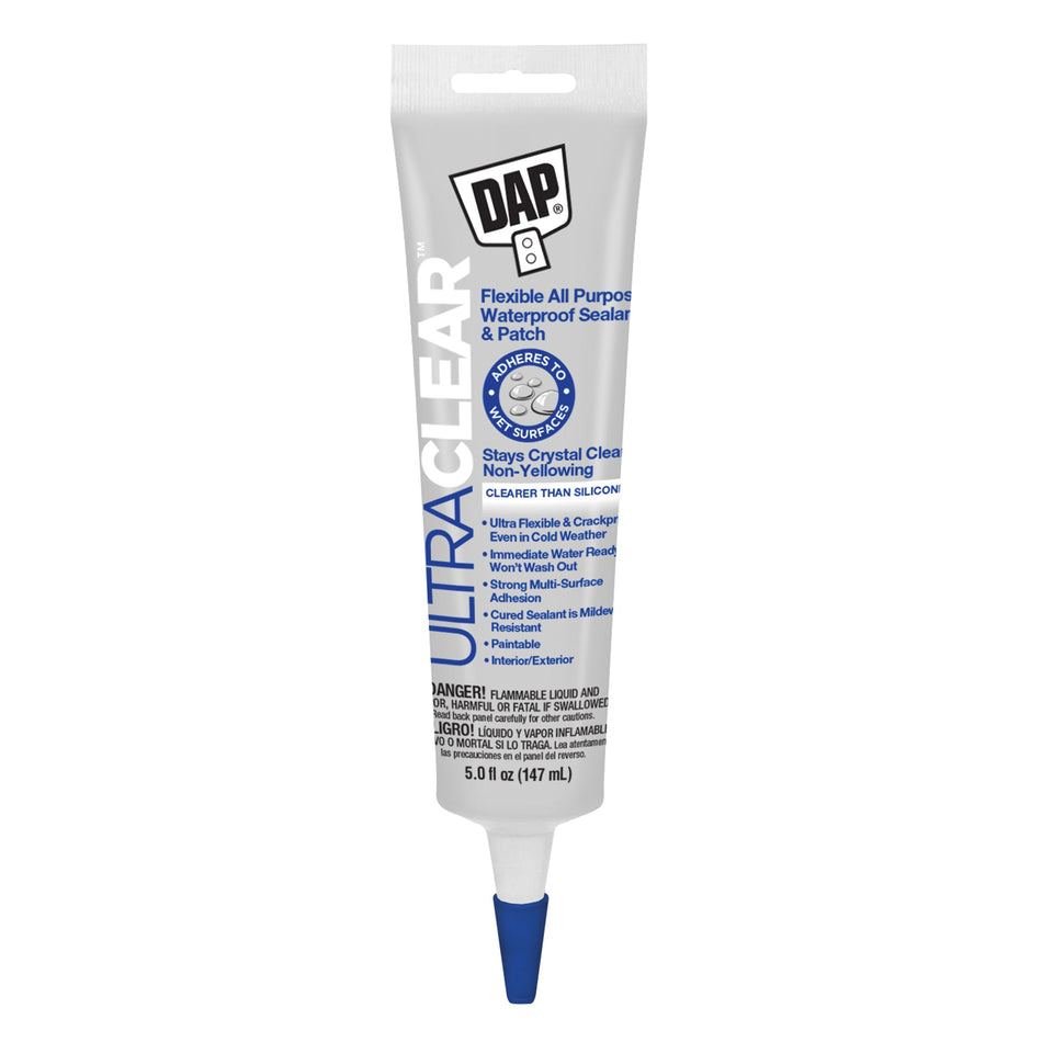 DAP® 7079818387 Flexible All-Purpose Sealant, Paste, Crystal Clear, Strong Solvent, Rubber Base, 5 fl-oz