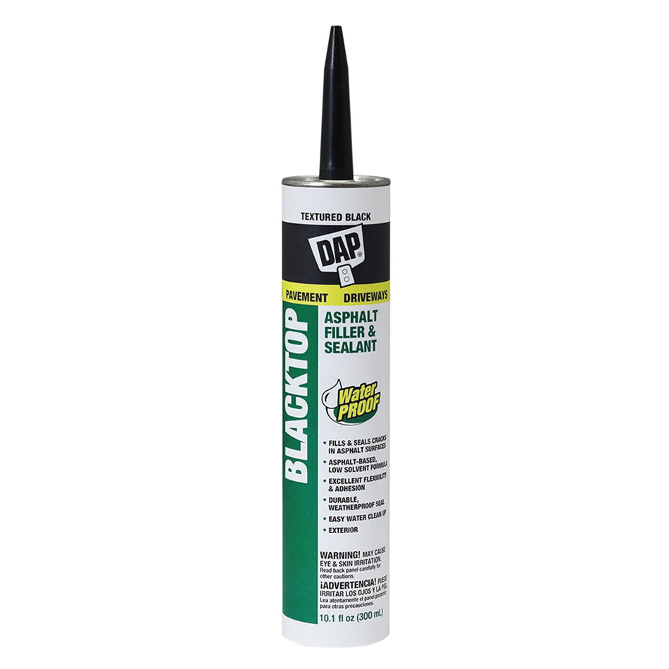 DAP® 7079827065 Blacktop Filler and Sealant, Paste, Black, Slight Solvent, Asphalt Emulsion Base, 10.1 fl-oz, Cartridge