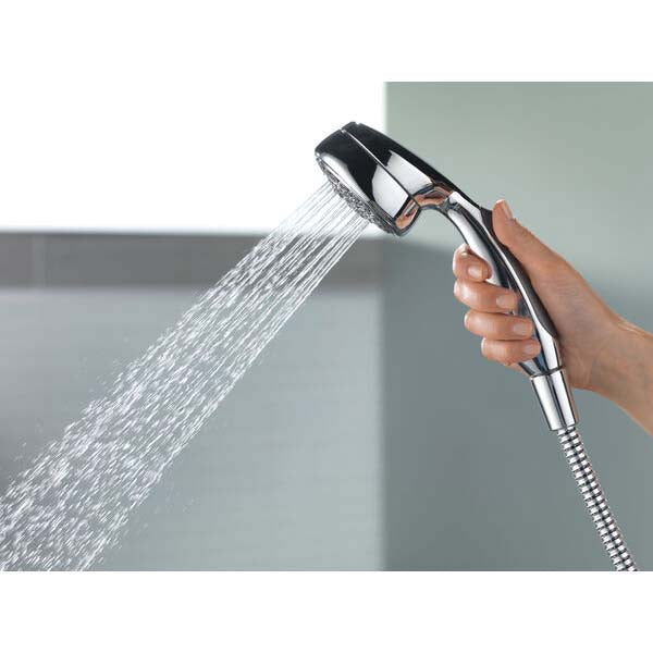 DELTA® 75701C Handshower, Universal Showering Collection, 3-3/8 in Spray Face, 1.75 gpm, 60 in L Hose, IPS Connection