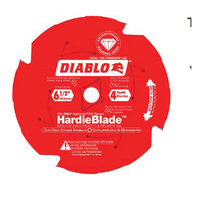 DIABLO® HardieBlade™ D0604DH Saw Blade, 6-1/2 in Dia, TCG Teeth, 4-Teeth, 10 deg Hook, 5/8 in Arbor