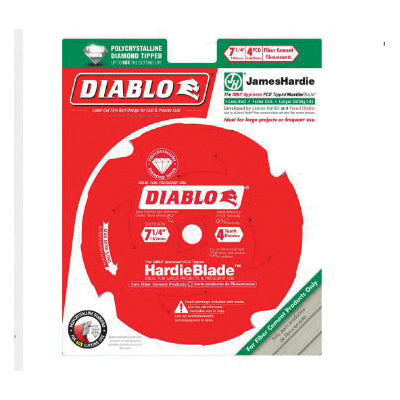 DIABLO® HardieBlade™ D0704DH Saw Blade, 7-1/4 in Dia, TCG Teeth, 4-Teeth, 10 deg Hook, 5/8 in Arbor