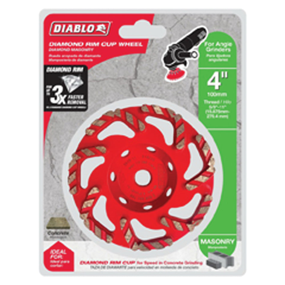 DIABLO® DMACW0400 Cup Wheel, 4 in Dia, Diamond Abrasive