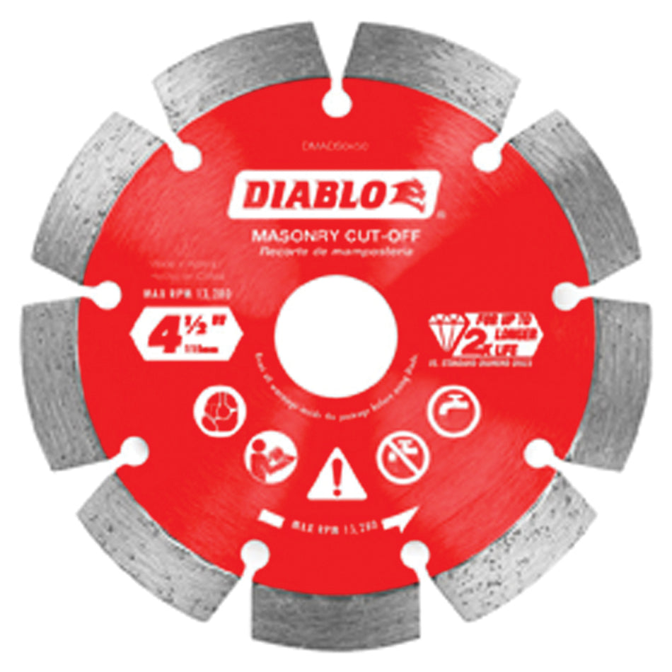 DIABLO® DMADS0450 Cut-Off Disc, 4-1/2 in Dia, Segmented Rim, Industrial Grade, 5/8 in, 7/8 in, 20 mm Arbor