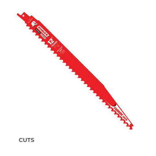 DIABLO® Demo Demon™ DS1203CP10 Pruning and Clean Wood Blade, 12 in L, Fast Cut, 3 TPI, Carbide Cutting Edge