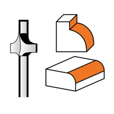 DREMEL® 615 Corner Rounding Router Bit, 1/8 in Dia Cutting, 1.42 in OAL, 1/8 in Dia Shank, 2 -Flute, HSS, Uncoated