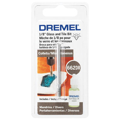 DREMEL® 662DR Drilling Bit, 1/8 in Dia Bit, 1/8 in Dia Shank, 1.77 in OAL, Diamond