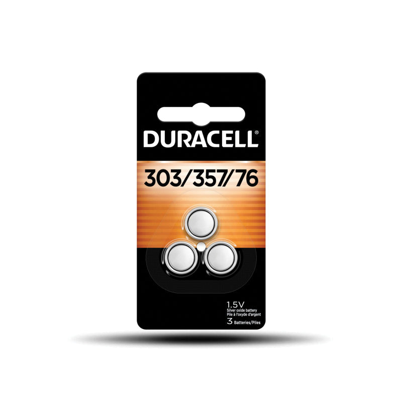 DURACELL® D303/357B3P08 Button Battery, Silver Oxide, 303/357, 175 mAh, 1.5 V Nominal