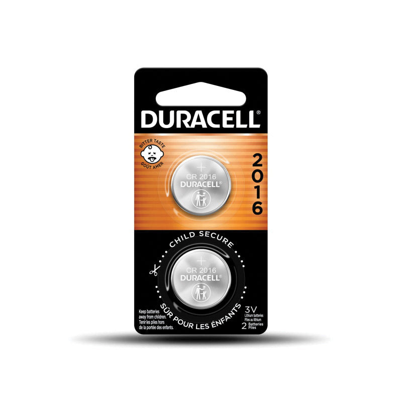 DURACELL® DL2016B2PK08 Coin Battery With Bitter Coating, Lithium, 2016, 90 mAh, 3 V Nominal