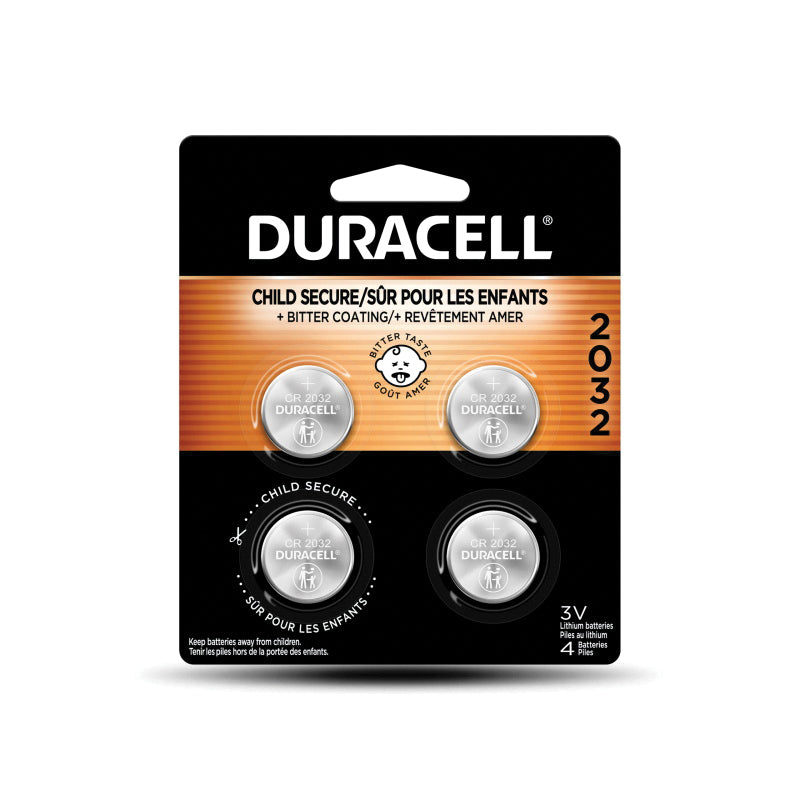 DURACELL® DL2032B4PK Coin Battery With Bitter Coating, Lithium, 2032, 225 mAh, 3 V Nominal