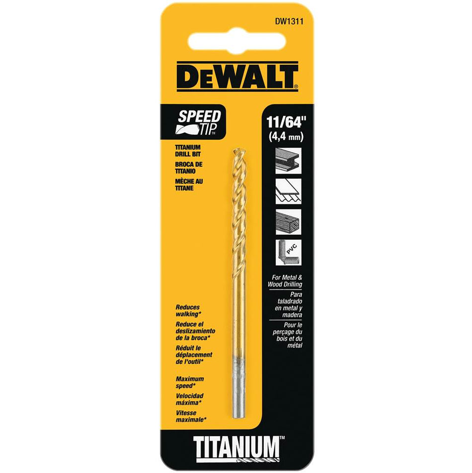 DeWALT® DW1311 Drill Bit, 11/64 in Drill Fraction, TiN-Coated