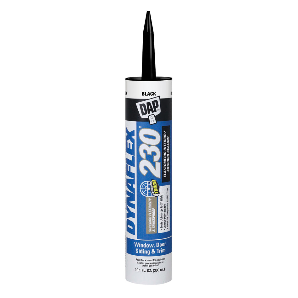 DYNAFLEX 230® 18280 Premium Elastomeric Sealant, Paste, Black, Very Mild, Acrylic Polymer Base, 24 hr Curing, 10.1 fl-oz