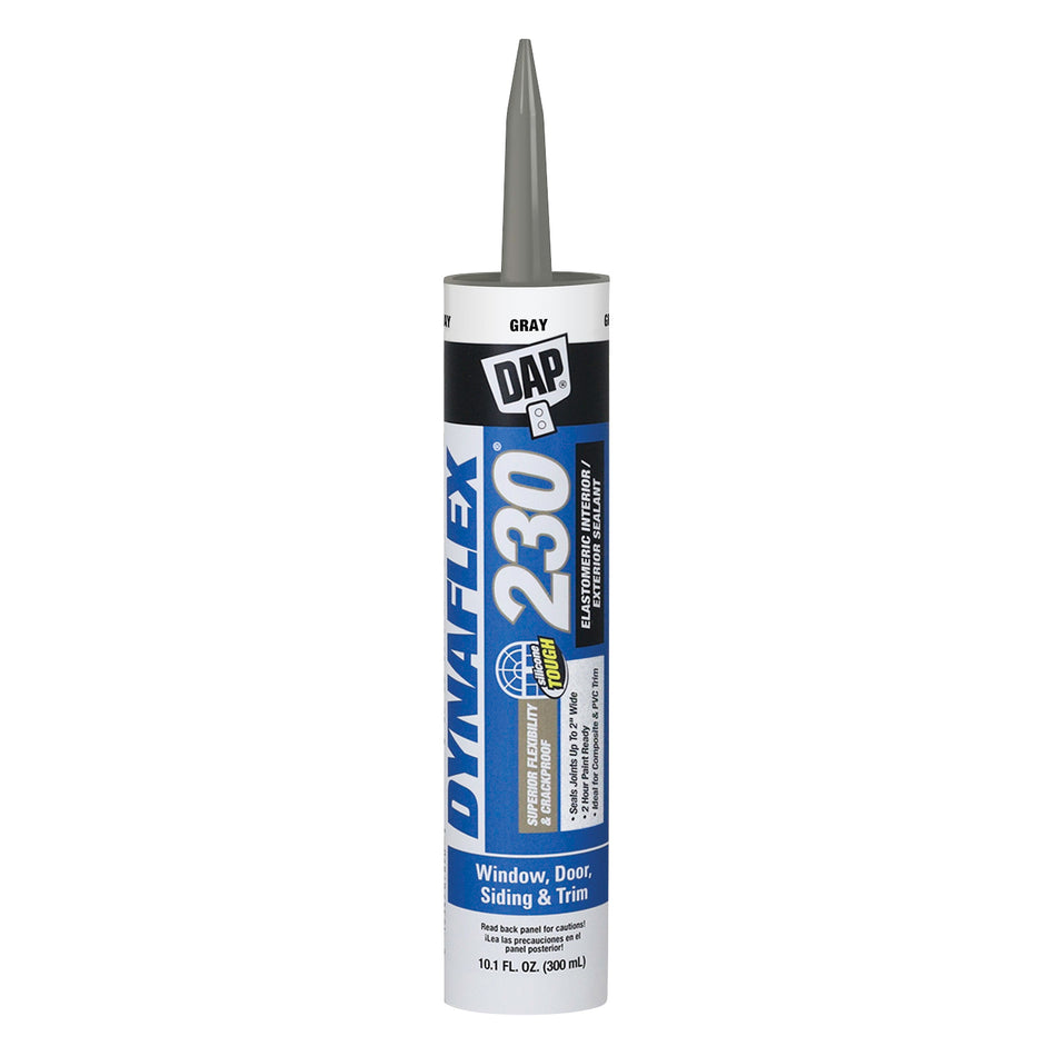 DYNAFLEX 230® 7079818286 Premium Elastomeric Sealant, Paste, Gray, Very Mild, Acrylic Polymer Base, 10.1 fl-oz