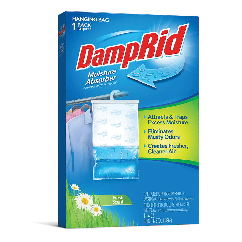 DampRid® FG80 Hanging Moisture Absorber, Fresh, White, 250 sq-ft Coverage Area, 60 days-Day Freshness, 14 oz, Bag