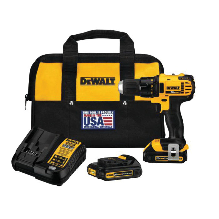 DeWALT® DCD780C2 Drill/Driver Kit, Tool/Kit: Kit, 1/2 in Chuck, Ratcheting Chuck, 20 VDC, Lithium-Ion Battery, 1.5 Ah