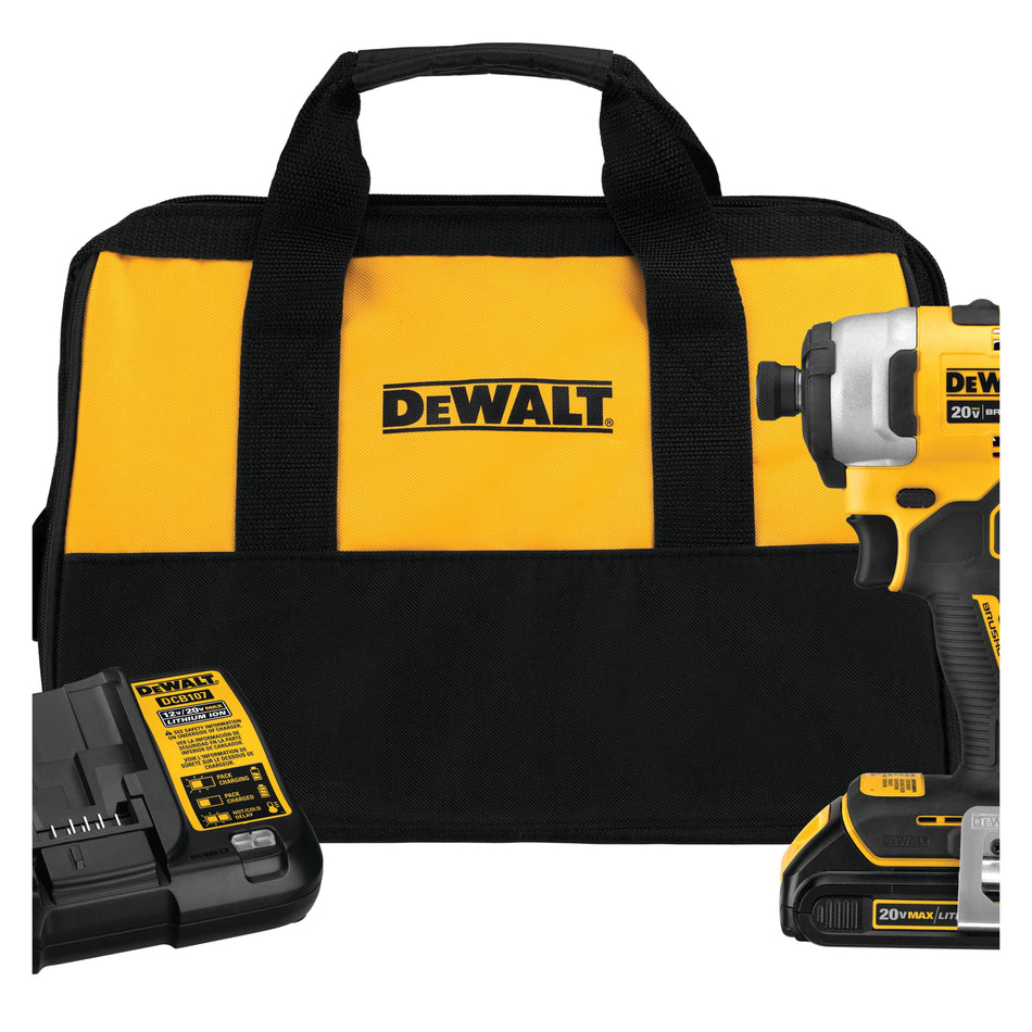 DeWALT® DCF809C1 Impact Driver Kit, Tool/Kit: Kit, 1/4 in Drive, Hex Drive, 1700 in-lb, 3200 ipm, 20 VDC, 5 Ah