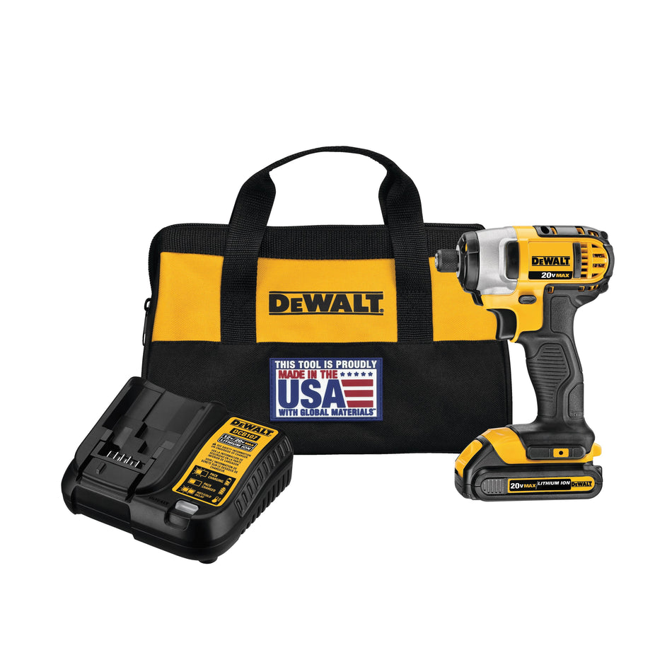 DeWALT® DCF885C1 Impact Driver Kit, Tool/Kit: Kit, 1/4 in Drive, Hex Drive, 1400 in-lb, 0 to 3200 ipm, 20 VDC, 4 Ah