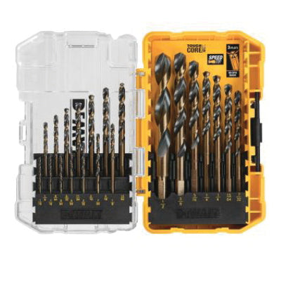 DeWALT® DW1163 Drill Bit Set, 1/16 in Min Drill Bit, 1/4 in Max Drill Bit, 135 deg Point, 13 -Piece, HSS