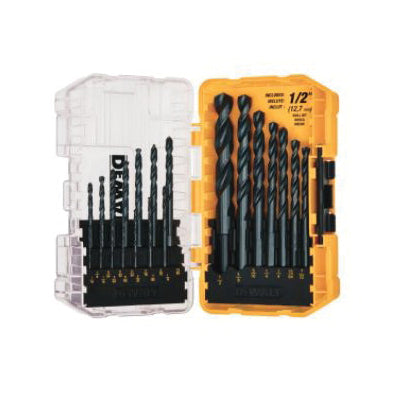 DeWALT® DW1163 Drill Bit Set, 1/16 in Min Drill Bit, 1/4 in Max Drill Bit, 135 deg Point, 13 -Piece, HSS