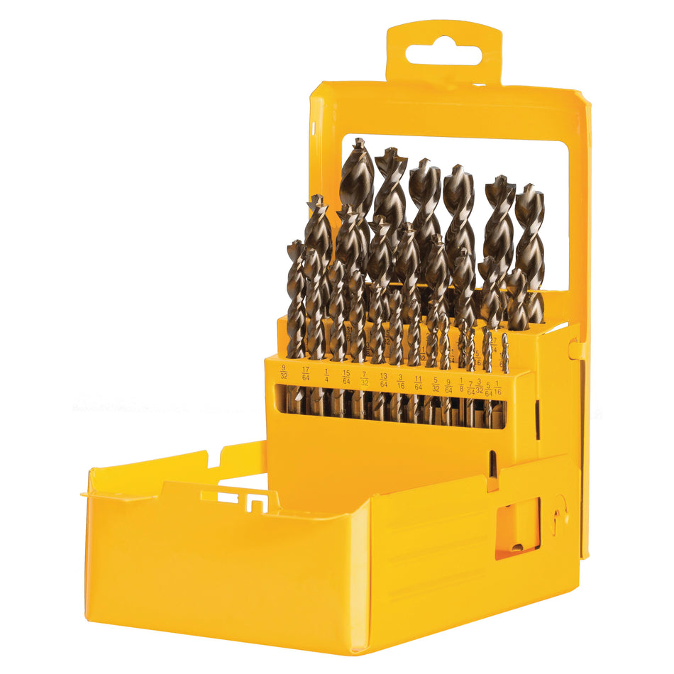 DeWALT® DW1969 Jobber Length Drill Bit Set, 1/2 in Min Drill Bit, 1/16 in Max Drill Bit, 135 deg Point, 29 -Piece, HSS