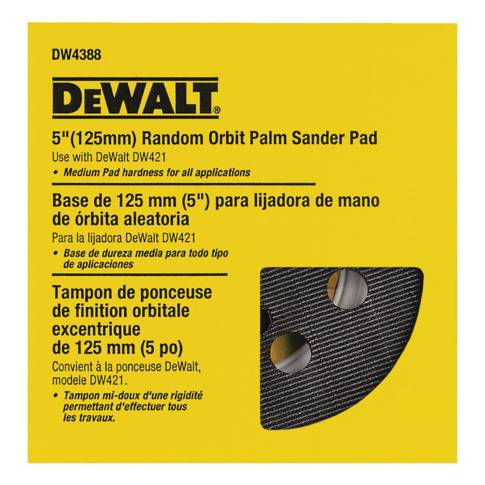 DeWALT® DW4388 Pad Holder, 5 in Dia, Hook and Loop Attachment