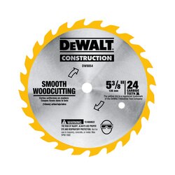 DeWALT® Construction™ DW9054 Small Diameter Saw Blade, 5-3/8 in Dia, 0.059 in W Cut, ATB, Thin Kerf Teeth, 24-Teeth