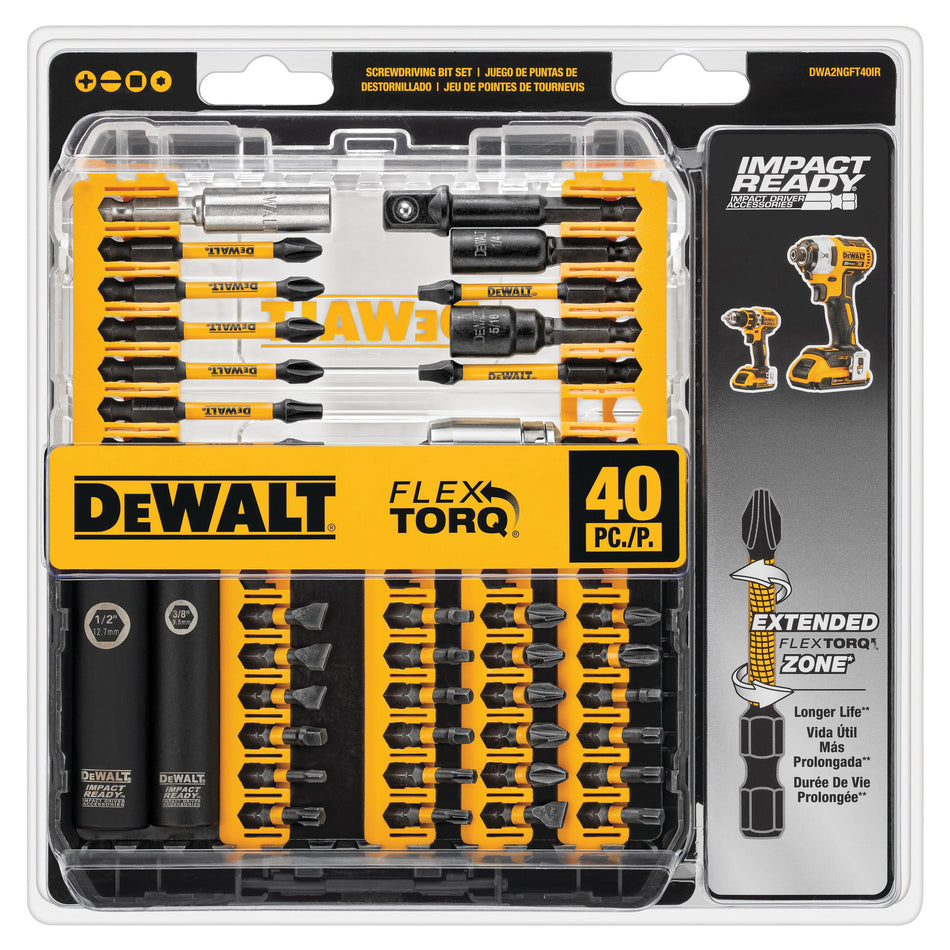 DeWALT® GUARANTEED TOUGH® IMPACT READY® FlexTorq™ DWA2T40IR Screwdriver Bit Set, 40-Piece