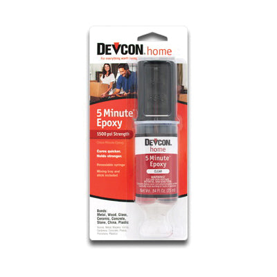 Devcon® 5 Minute® S-208 General Purpose Epoxy, Liquid, Amber, Slight, 1 hr Curing, 0.84 oz, Syringe