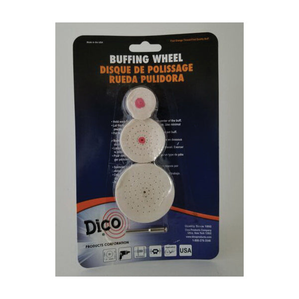 Dico® 527-72 Assorted Mini Buffing Kit With 1/8 in Screw Type Mandrel, Cloth