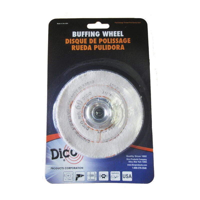 Dico® 7000098 Buffing Wheel, 4 in Dia, 1/2 in Thick, Flannel