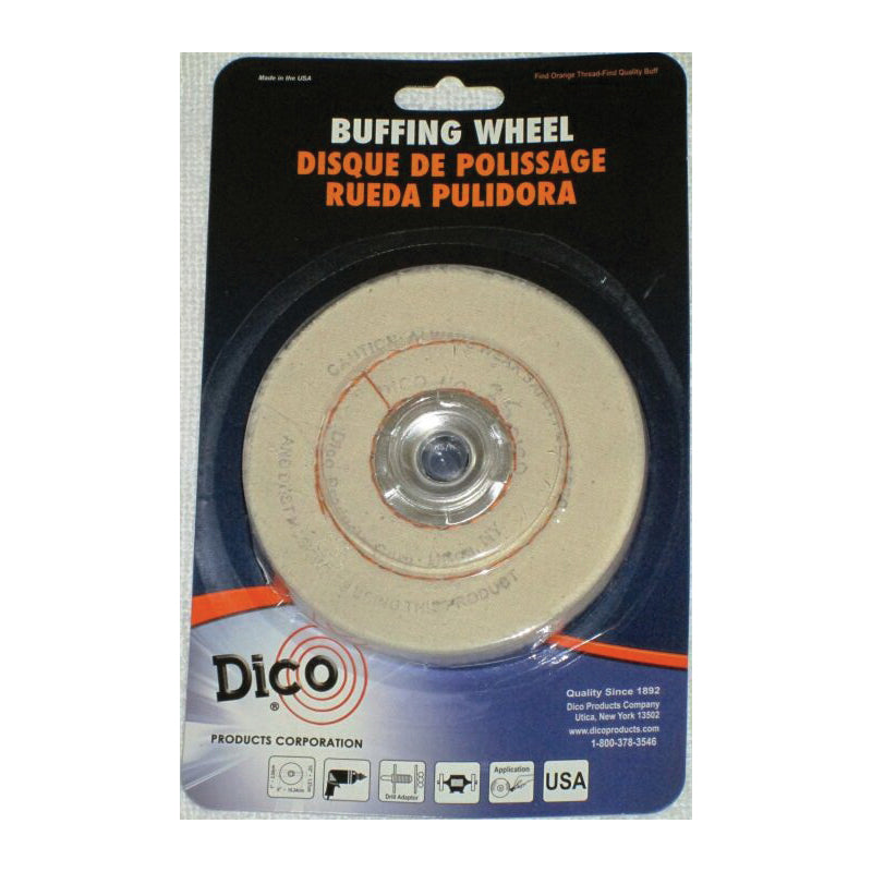 Dico® 7000120 Buffing Wheel, 4 in Dia, 1/2 in Thick, Cotton