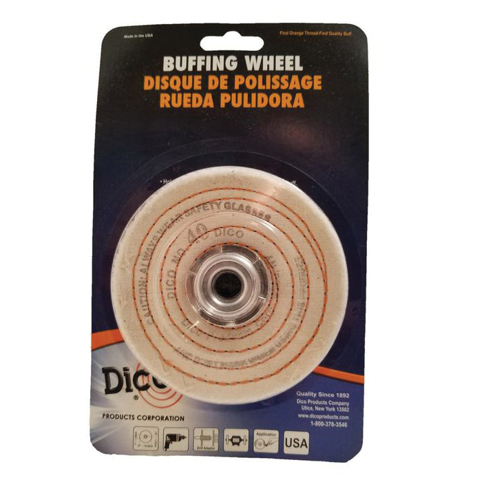 Dico® 7000128 Spiral Sewn Buffing Wheel, 4 in Dia, 1/2 in Thick, Cotton