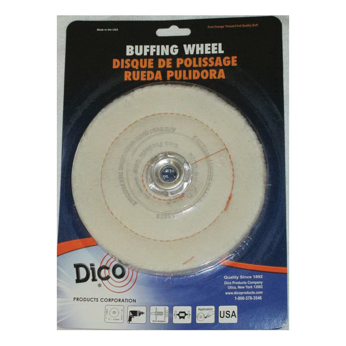 Dico® 7000169 Buffing Wheel, 6 in Dia, 1/2 in Thick, Flannel