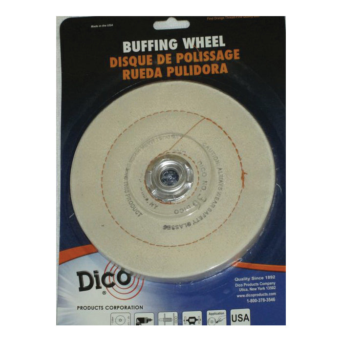 Dico® 7000186 Cushion Sewn Buffing Wheel, 6 in Dia, 1/2 in Thick, Cotton