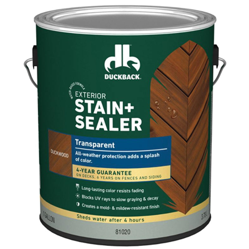 Duckback® DBWB81020-16 Exterior Stain and Sealer, Water Base, Transparent Duckwood, 300 to 400 sq-ft Coverage Area