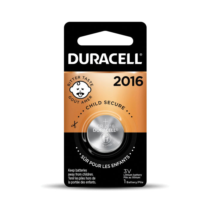 DURACELL® DL2016BPK Coin Battery, Lithium, 2016, 80 mAh, 3 V Nominal