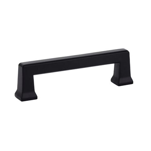 EMTEK® ART DECO Series 86424US19 Alexander Cabinet Pull, 4-1/8 in L Handle, 1-1/8 in Projection, Flat Black