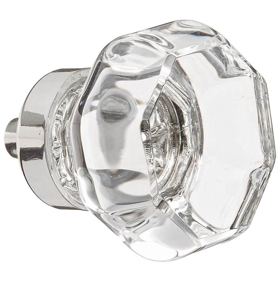 EMTEK® 86011US14 Old Town Cabinet Knob, 1-1/8 in Projection, Glass, Polished Nickel