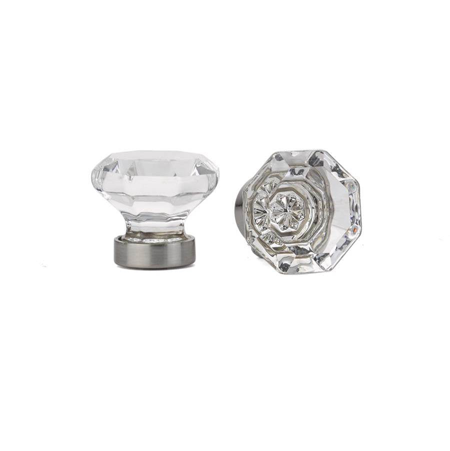 EMTEK® 86011US15 Old Town Cabinet Knob, 1-1/8 in Projection, Glass, Satin Nickel