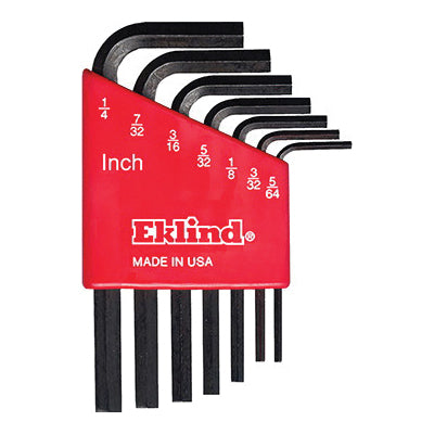 Eklind® Hex-L® 10107 Short Hex-Key Set, System of Measurement: Imperial, L Key, Alloy Steel, Black Oxide, 7 -Piece