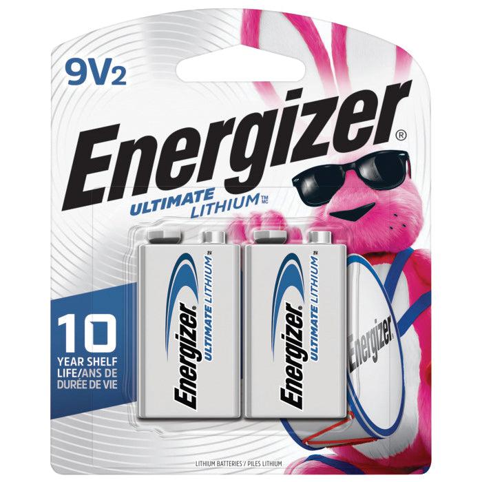 Energizer® Ultimate Lithium™ L522BP-2 Battery, Lithium-Manganese Dioxide, 522, 9 V Nominal