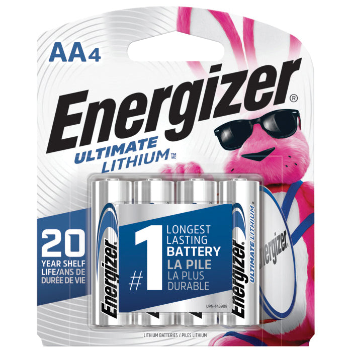 Energizer® L91SBP-4 Battery, Lithium/Iron Disulfide, AA, 1.5 V Nominal