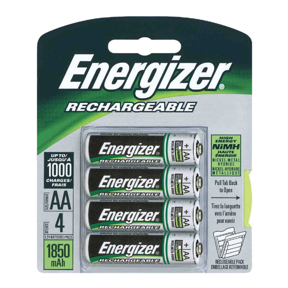 Energizer® NH15BP4 Battery, NiMH, AA, 2300 mAh, 1.2 VDC Nominal, Rechargeable