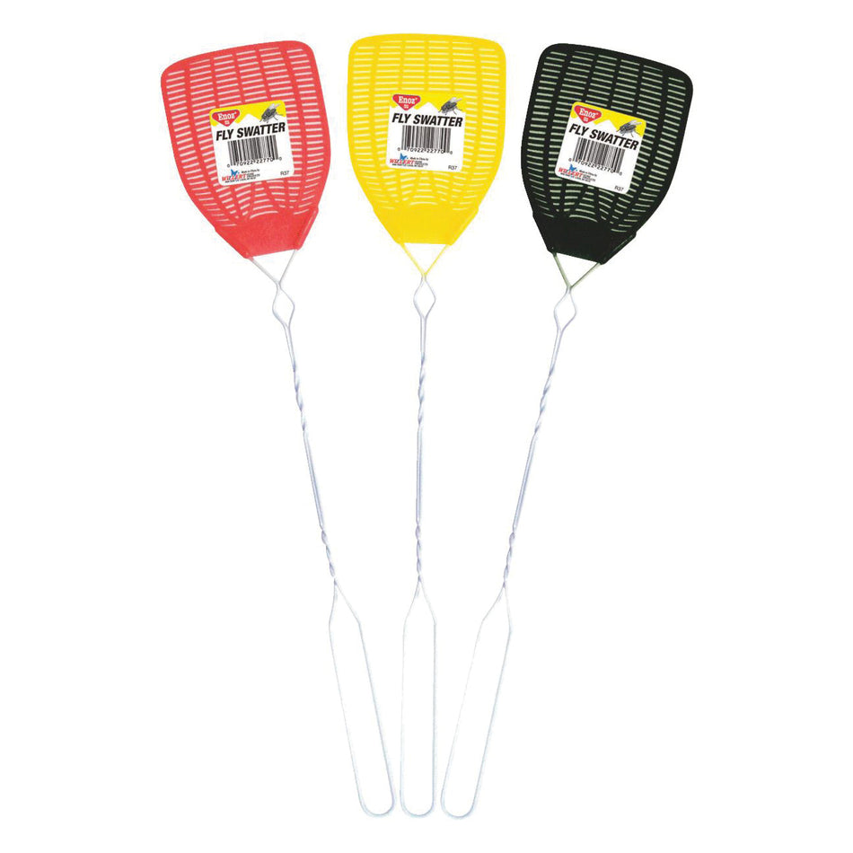 Enoz® R37.24 Fly Swatter, 22-1/2 in OAL, 4-1/2 in W Blade, 5-1/4 in L Blade, Plastic Blade