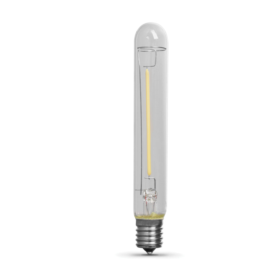 FEIT Electric BPT6/SU/LED LED Bulb, 1.2 W, Tubular, Candelabra, Clear, 3000 K, 50 Lumens