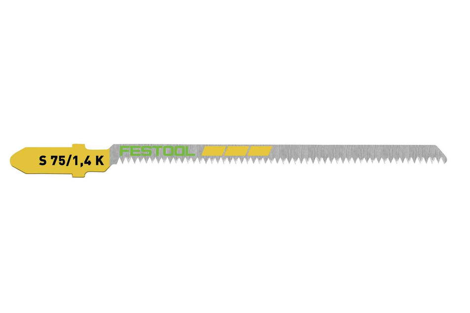 FESTOOL 204267 Jig Saw Blade, 3 in L, Conically Ground Teeth, Curved Cut, 18 TPI, T Shank, Cut Materials: Wood