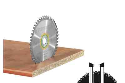 FESTOOL 495377 Saw Blade, 6-1/4 in Dia, 1/8 in W Cut, ATB, Thin Kerf Teeth, 48-Teeth, 5 deg Hook, 20 mm Arbor