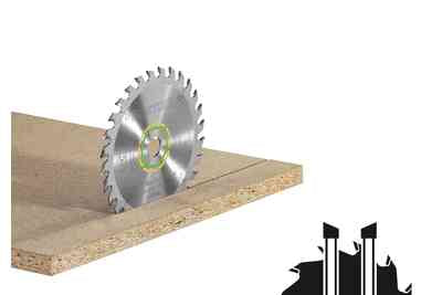 FESTOOL 495380 Saw Blade, 8-1/4 in Dia, 1/8 in W Cut, ATB, Thin Kerf Teeth, 33-Teeth, 15 deg Hook, 30 mm Arbor