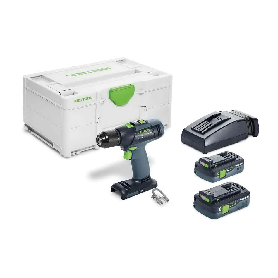 FESTOOL 576754 Brushless Drill/Driver Kit, Tool/Kit: Kit, 309.8 to 442.5 in-lb, 1/16 to 1/2 in Chuck, Keyless Chuck