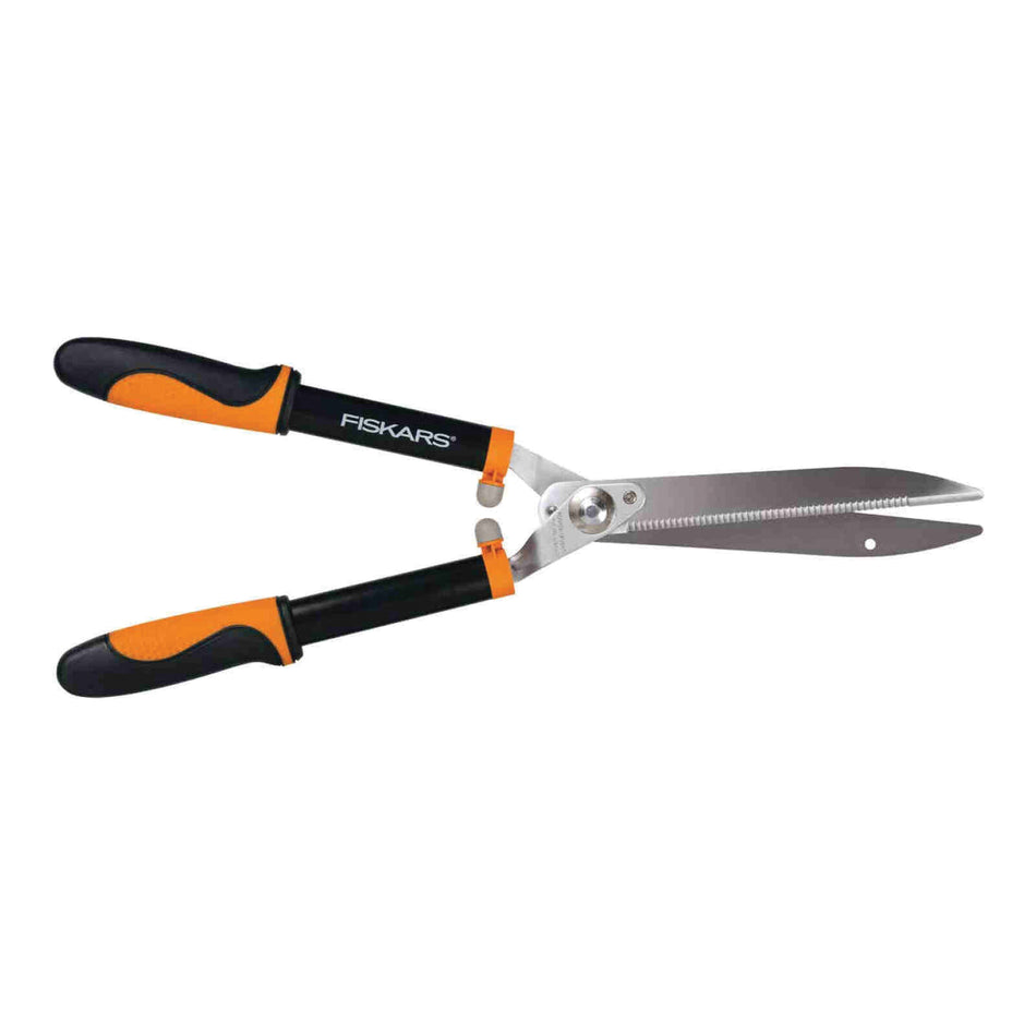 FISKARS® 391814-1011 Hedge Shear, Serrated Blade, 25 in OAL, 10 in L Blade, Carbon Steel Blade, Steel Handle